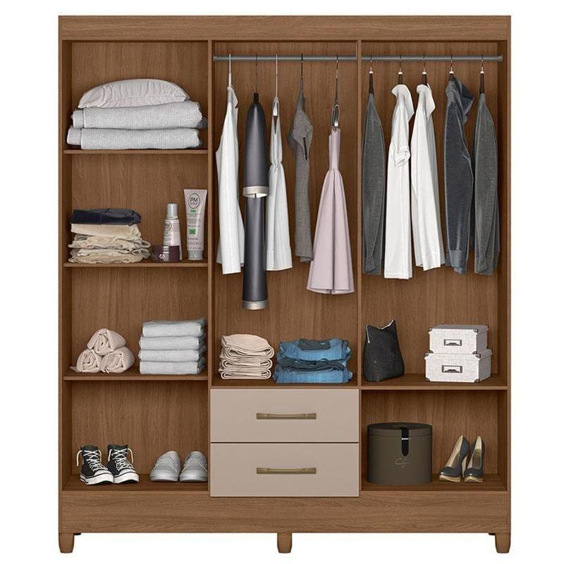 Guarda Roupa Casal Ambiente Panamá 6 Portas Carvalho Fendi - Moval